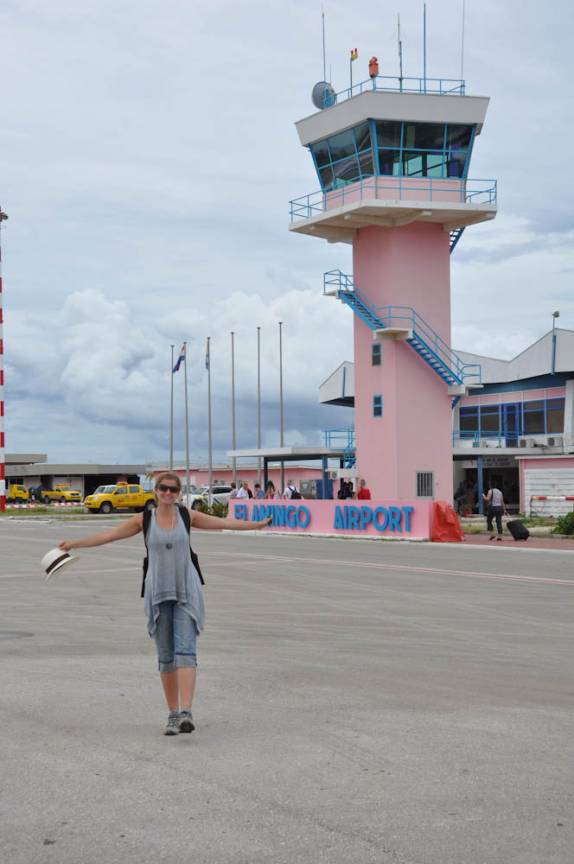 Chegando ao aeroporto de Kralendjik, capital de Bonaire